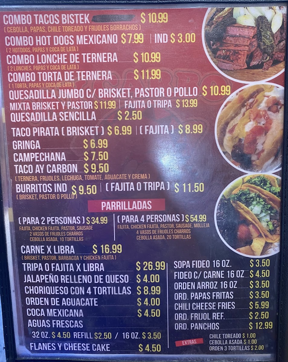 Ay Carbon Tacos and Hamburguesas Menu - Image 1
