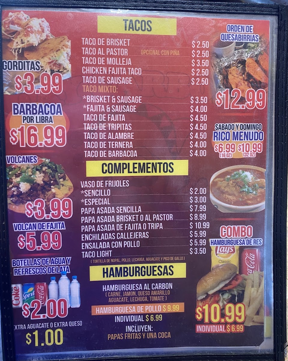 Ay Carbon Tacos and Hamburguesas Menu - Image 2